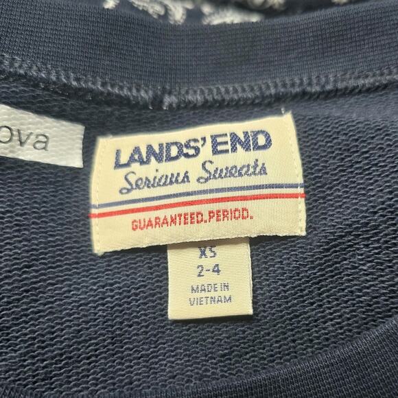 Lands End Serious Sweats Cotton Blend Blue Picnic Print Long Sleeve Sweatshirt - Picture 6 of 10